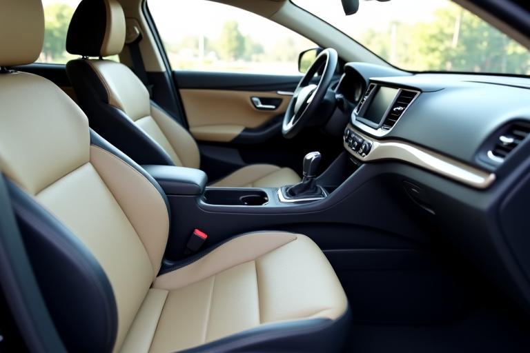 Immaculately clean and detailed car interior.